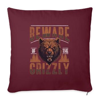 Rugissement du danger de l’ours - Housse de coussin décorative 45 x 45 cm - bordeaux - Devant