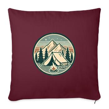 Badge vintage d’aventure en montagne - Housse de coussin décorative 45 x 45 cm - bordeaux - Devant