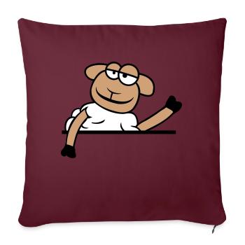 Sheep Waving Behind Wall Fence Sign Cool Smile - Sofa pillowcase 17,3'' x 17,3'' (45 x 45 cm) - burgundy - Front