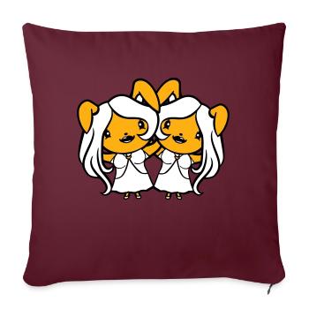 2 Bunnies Girls Pretty Girls Women Bunny Small - Sofa pillowcase 17,3'' x 17,3'' (45 x 45 cm) - burgundy - Front