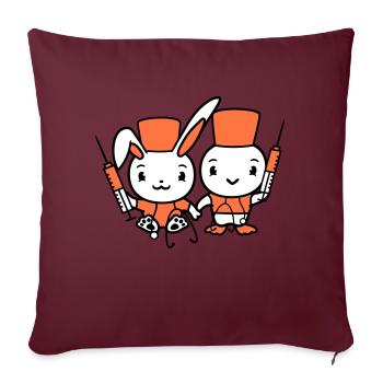 Bunny Bird Chick Doctor Syringe Team 2 Friends Crew - Sofa pillowcase 17,3'' x 17,3'' (45 x 45 cm) - burgundy - Front