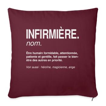 Infirmière Définition Héroïne du Quotidien - Housse de coussin décorative 45 x 45 cm - bordeaux - Devant