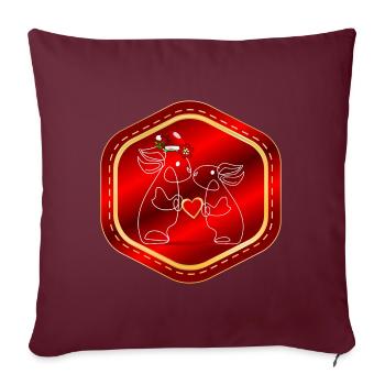 LAPINS DE NOËL EN COUPLE - Housse de coussin décorative 45 x 45 cm - bordeaux - Devant