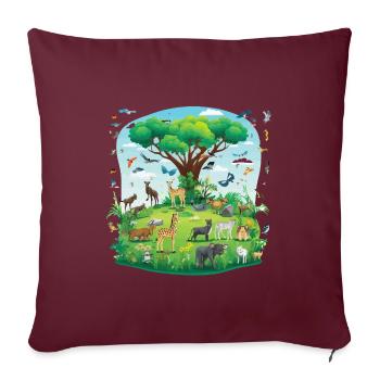 Animal paradise under the tree - Sofa pillowcase 17,3'' x 17,3'' (45 x 45 cm) - burgundy - Front
