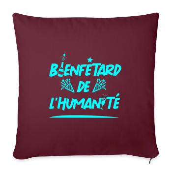 BIENFÊTARD DE L'HUMANITÉ - jeu de mots humour fête - Housse de coussin décorative 45 x 45 cm - bordeaux - Devant