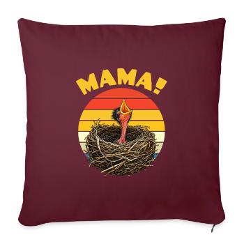 Mama Hungry Baby Bird - Sofakissenbezug 45 x 45 cm - Burgunderrot - Vorne