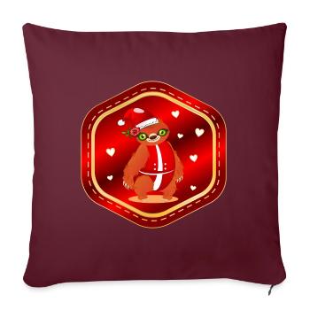 Weihnachten Weihnachtsmann Faultier - Sofakissenbezug 45 x 45 cm - Burgunderrot - Vorne