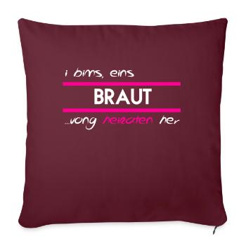 BRAUT, JGA, GESCHENK - Sofakissenbezug 45 x 45 cm - Burgunderrot - Vorne