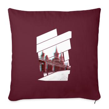Berlin Oberbaumbrücke Glitch - Housse de coussin décorative 45 x 45 cm - bordeaux - Devant