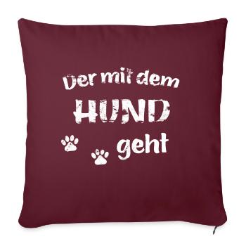 Qui va avec le chien - look usé - Housse de coussin décorative 45 x 45 cm - bordeaux - Devant