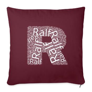 Ralf Vorname als Wortwolke - Sofakissenbezug 45 x 45 cm - Burgunderrot - Vorne