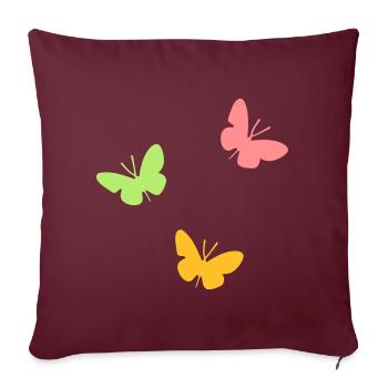★ Designfarben änderbar ★ Drei Schmetterlinge - Sofakissenbezug 45 x 45 cm - Burgunderrot - Vorne