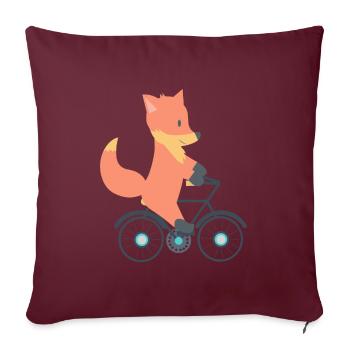 Doux renard sur le vélo - Housse de coussin décorative 45 x 45 cm - bordeaux - Devant