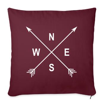 Boussole de flèches de directions cardinales - Housse de coussin décorative 45 x 45 cm - bordeaux - Devant