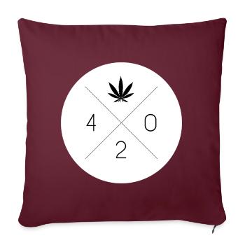 Cadeau Kiffer Blanc Cannabis 420 Cercle de Feuilles de Chanvre - Housse de coussin décorative 45 x 45 cm - bordeaux - Devant