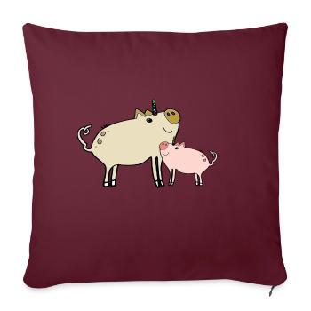 cochons licorne - cochon cochon licorne - Housse de coussin décorative 45 x 45 cm - bordeaux - Devant