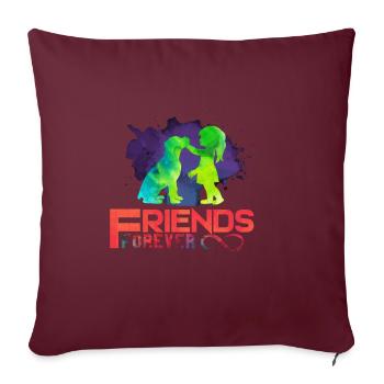 Chien amis pour toujours enfance - Housse de coussin décorative 45 x 45 cm - bordeaux - Devant