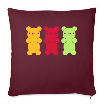 3 oursons gommeux colorés - Housse de coussin décorative 45 x 45 cm - bordeaux - Devant