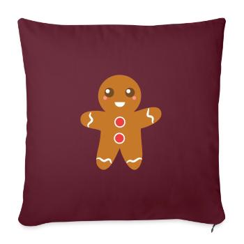 Homme de pain d'épice mignon - Housse de coussin décorative 45 x 45 cm - bordeaux - Devant