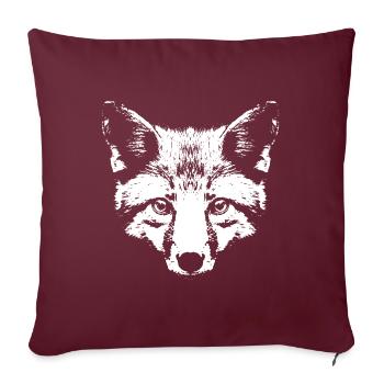 Fuchs in Weiß / Kopf / Portrait - Sofakissenbezug 45 x 45 cm - Burgunderrot - Vorne