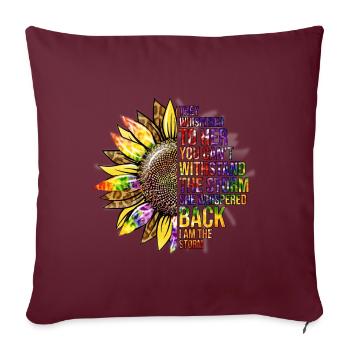 Sie Flüsterten ihr zu Zitat Sonnenblume - Sofakissenbezug 45 x 45 cm - Burgunderrot - Vorne