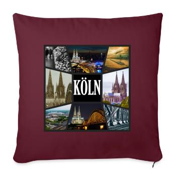 Kölner Dom Allemagne Cologne Skyline Ville - Housse de coussin décorative 45 x 45 cm - bordeaux - Devant