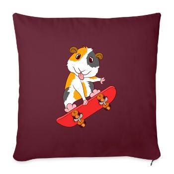 Skateboard Guinée Cochon Skate Sur T-shirt Design - Housse de coussin décorative 45 x 45 cm - bordeaux - Devant