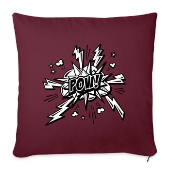 POW! Comic Strichzeichnung - Sofakissenbezug 45 x 45 cm - Burgunderrot - Vorne