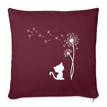 Chat avec le pissenlit - Housse de coussin décorative 45 x 45 cm - bordeaux - Devant