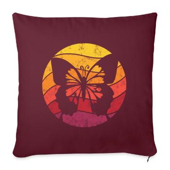 Papillon Rétro Style Vintage - Housse de coussin décorative 45 x 45 cm - bordeaux - Devant