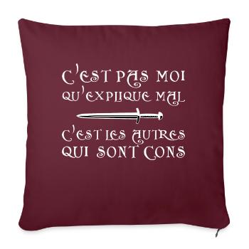 C'est Pas Moi Qui explique | Mal Citation Perceval - Housse de coussin décorative 45 x 45 cm - bordeaux - Devant