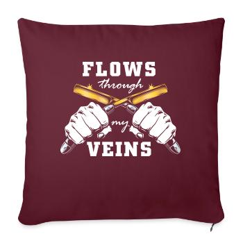 coule dans mes veines Design pour un barbier ou - Housse de coussin décorative 45 x 45 cm - bordeaux - Devant