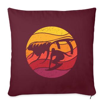 Surf Rétro Style Vintage - Housse de coussin décorative 45 x 45 cm - bordeaux - Devant