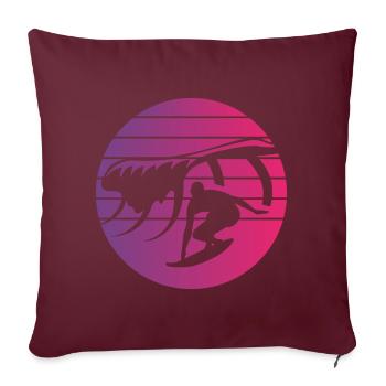 Surf Rétro Style Vintage - Housse de coussin décorative 45 x 45 cm - bordeaux - Devant