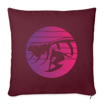 Surf Rétro Style Vintage - Housse de coussin décorative 45 x 45 cm - bordeaux - Devant