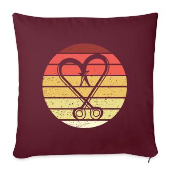 Crochet de pêche Retro Style Vintage - Housse de coussin décorative 45 x 45 cm - bordeaux - Devant