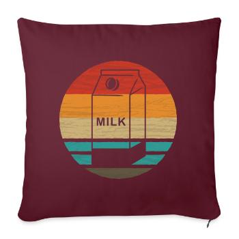 Carton Lait Rétro Style Vintage - Housse de coussin décorative 45 x 45 cm - bordeaux - Devant