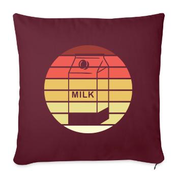 Carton Lait Rétro Style Vintage - Housse de coussin décorative 45 x 45 cm - bordeaux - Devant