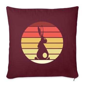 Lapin Rétro Style Vintage - Housse de coussin décorative 45 x 45 cm - bordeaux - Devant