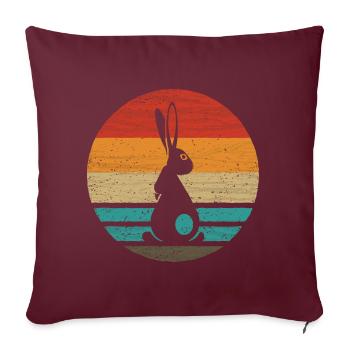 Lapin Rétro Style Vintage - Housse de coussin décorative 45 x 45 cm - bordeaux - Devant