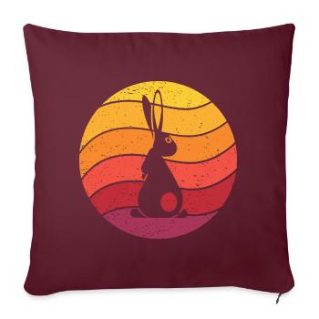 Lapin Rétro Style Vintage - Housse de coussin décorative 45 x 45 cm - bordeaux - Devant