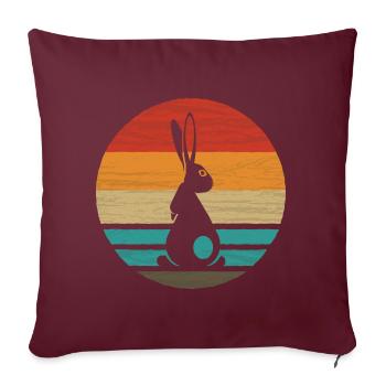 Lapin Rétro Style Vintage - Housse de coussin décorative 45 x 45 cm - bordeaux - Devant