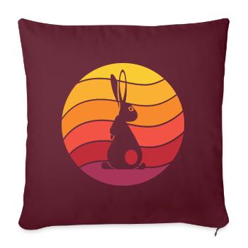 Lapin Rétro Style Vintage - Housse de coussin décorative 45 x 45 cm - bordeaux - Devant