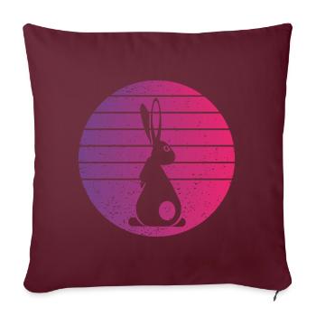 Lapin Rétro Style Vintage - Housse de coussin décorative 45 x 45 cm - bordeaux - Devant
