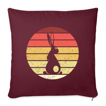 Lapin Rétro Style Vintage - Housse de coussin décorative 45 x 45 cm - bordeaux - Devant