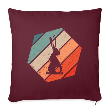 Lapin Rétro Style Vintage - Housse de coussin décorative 45 x 45 cm - bordeaux - Devant