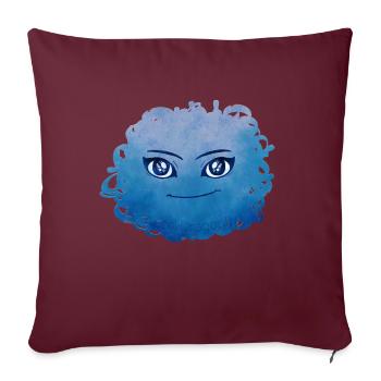 Petit Monstre pelote n°11 – bleu - Housse de coussin décorative 45 x 45 cm - bordeaux - Devant