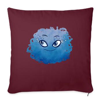 Petit Monstre pelote n°2 – bleu - Housse de coussin décorative 45 x 45 cm - bordeaux - Devant