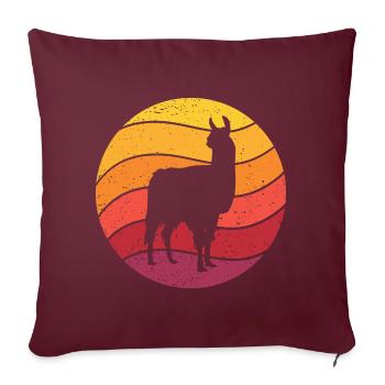 Lama Retro Style Vintage - Housse de coussin décorative 45 x 45 cm - bordeaux - Devant