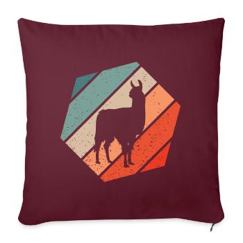 Lama Retro Style Vintage - Housse de coussin décorative 45 x 45 cm - bordeaux - Devant